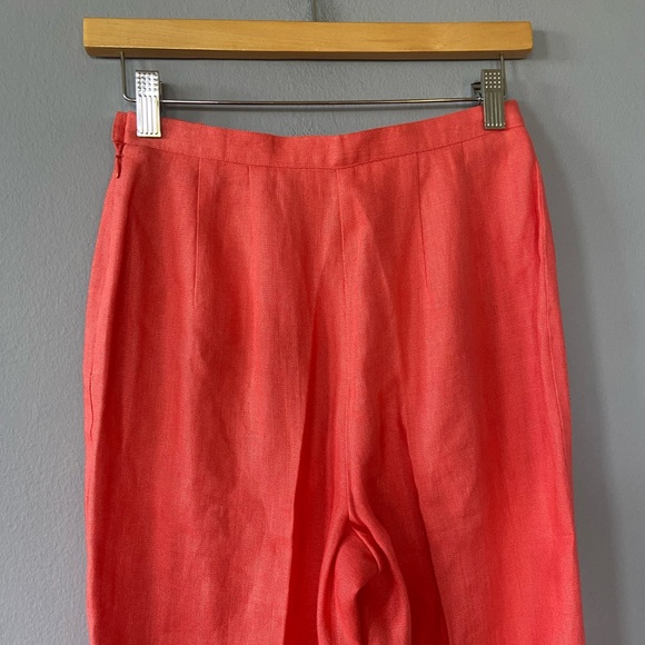 Talbots Coral Irish Linen Trouser Pants Size 4 Petite - Picture 5 of 8